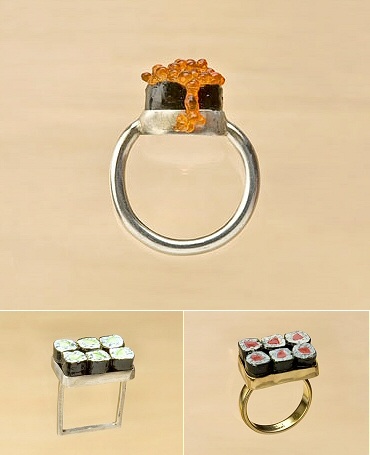 Carolyn Tillie Sushi Ring made from Gachapon toys